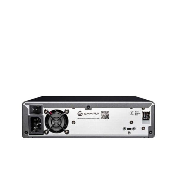 SymplyPRO SAS desktop LTO tape drive, rear view with SAS port