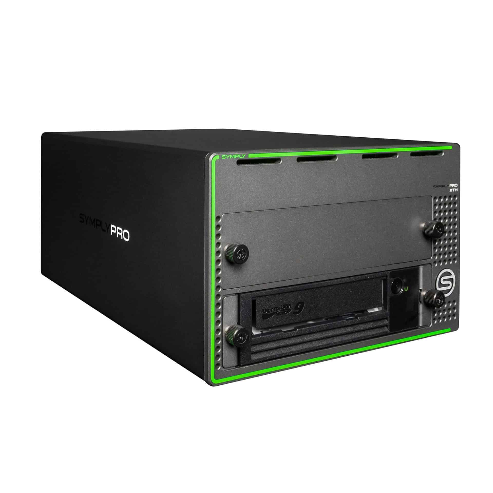 SymplyPRO XTH SAS dual LTO tape drive, angled front view