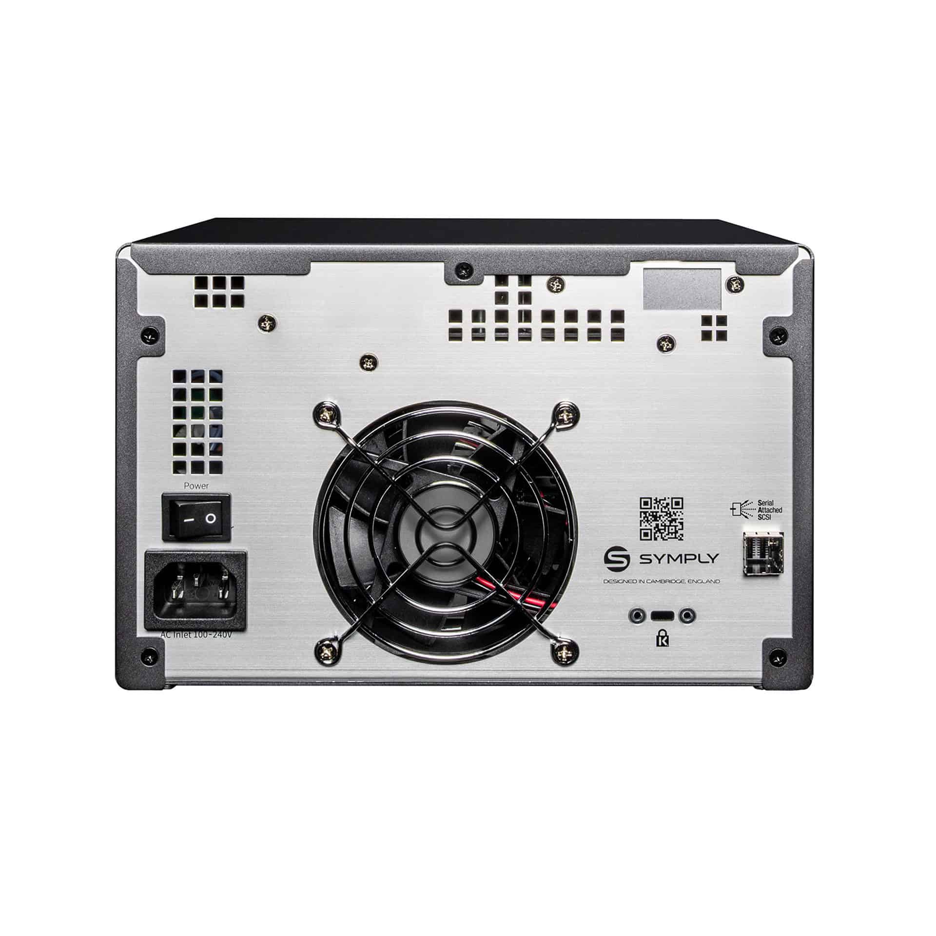 SymplyPRO XTH SAS dual LTO tape drive, rear view with SAS port